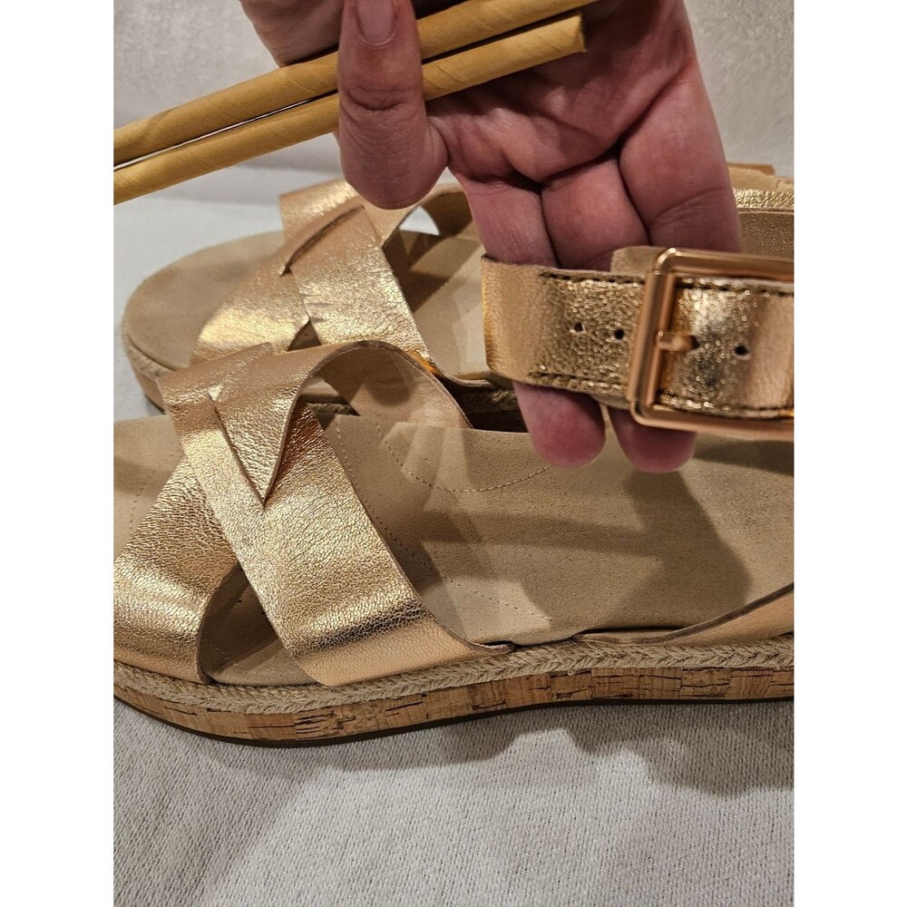 CLARKS Botanic Poppy Leather Sandals Rose Gold 9.5 - Picture 5 of 9